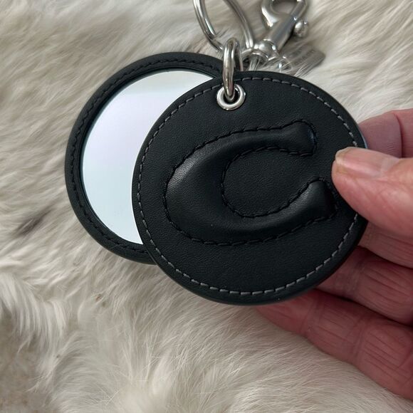 COACH Black Leather Mirrored Keychain - Picture 3 of 6